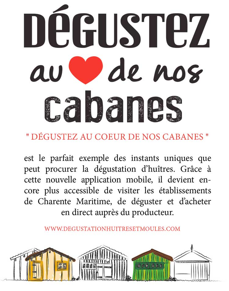 visuel dégustez au coeur de nos cabanes ostréicoles huitres Charente Marfitime 